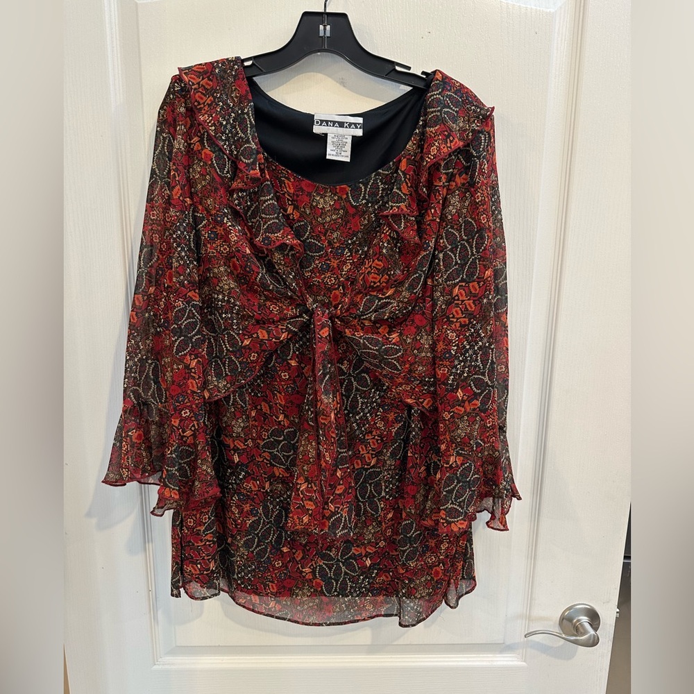 Dana Kay vintage multi color 3/4 sleeve blouse plus size 16W
